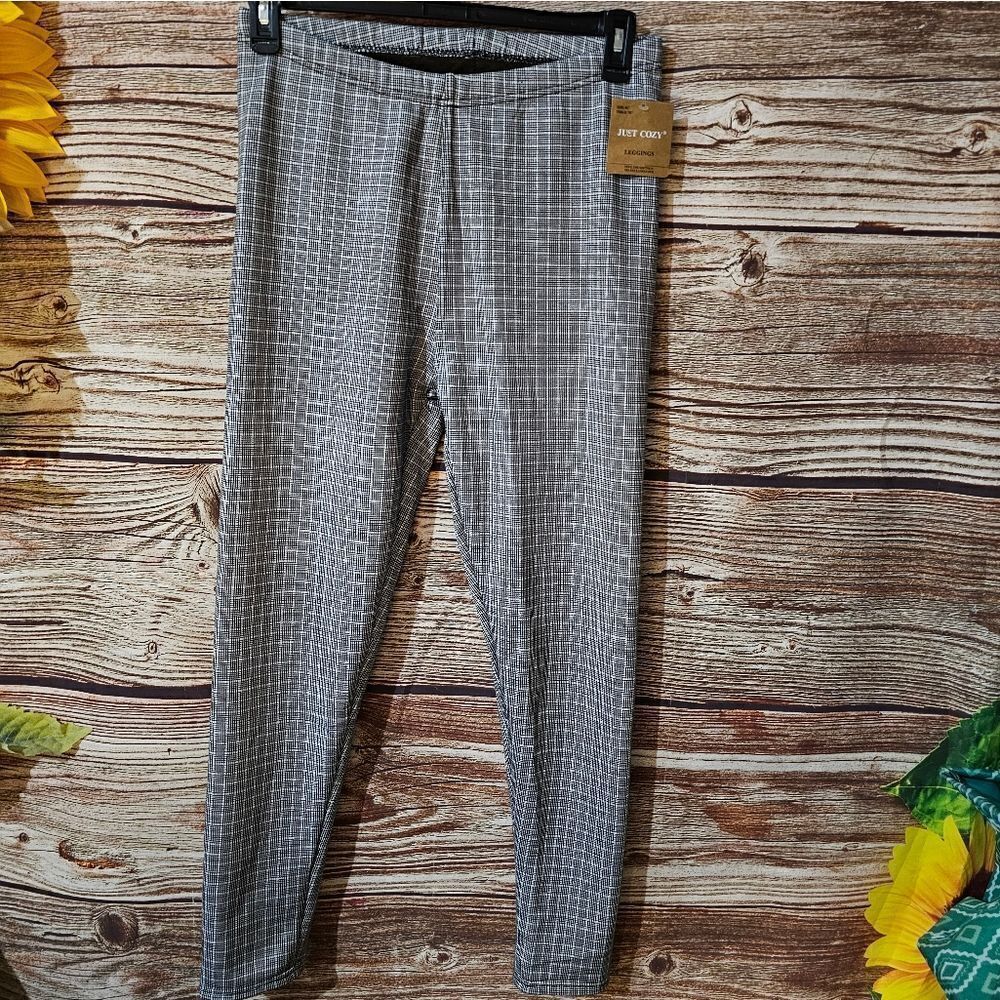 Just Cozy insulated leggings Women's XL black/white check NWT